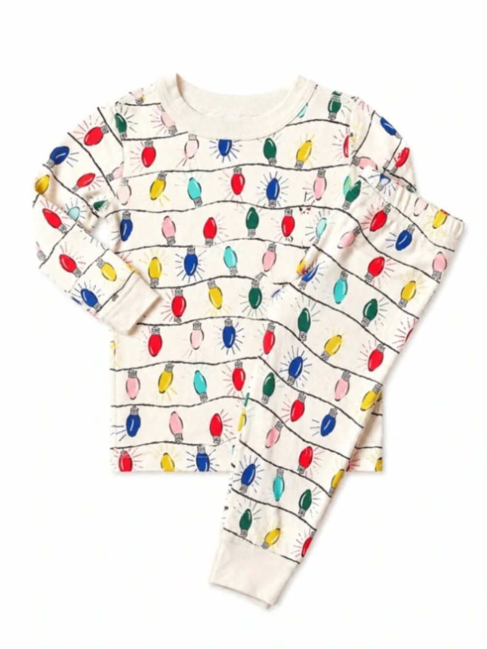 Hanna Andersson Bright Bulbs Christmas Lights Pajama Set Organic Cotton Sz 5